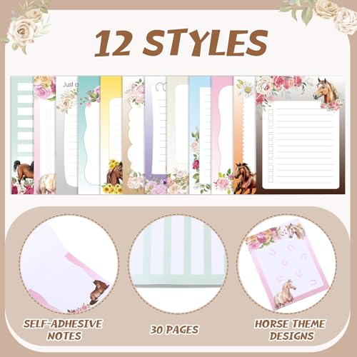 Chiisong 12 Pcs Horse Sticky Notes Horse Gifts for Women - style: Horse Style