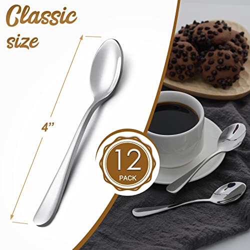 Hiware 12-Piece Demitasse Espresso Spoons, 4 Inches Stainless Steel Mini Coffee Spoons