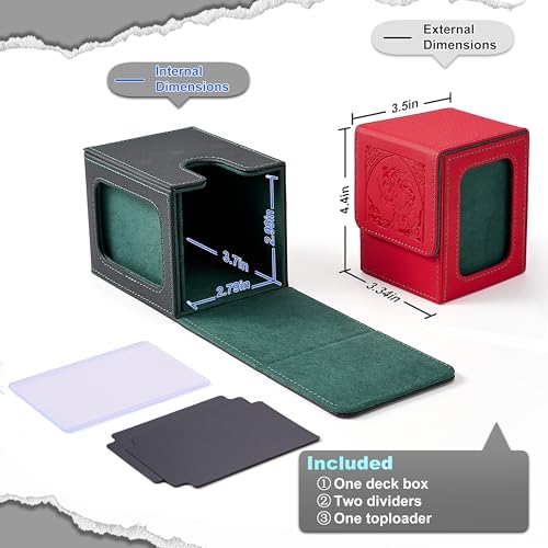 Venssu Elf Themed MTG Deck Box with Commander Display Window (Black＆Green) - color: Elf