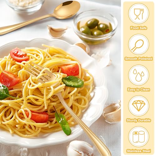 E-far Toddler Utensils, 10 Pcs Gold Stainless Steel Kids Fork and Spoon Set - color: Gold