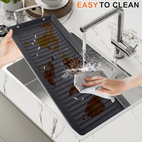 26.7"x8.6" Pre-Seasoned Cast Iron Griddle for Gas Grill for Double Burner - size: 26.7" x 8.6" x 1"