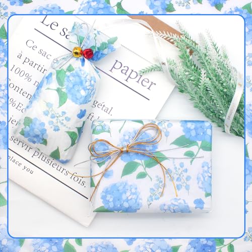 Benvo Floral Tissue Paper 20x29 Inch - 20 Sheets Decoupage Craft Paper for Gift Wrapping, Flower DIY Art Projects, Spring Wedding, Birthday & Baby Shower Decorations(Style K) - color: Blue Hydrangea