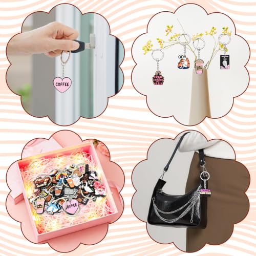 Cute Keychains Bulk, Keychain Charms Key Chain Trinkets Backpack Charms Accessories Keyring for Classroom Prizes - color: Coffee-30p