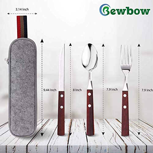 PREMIUM Stainless Steel Travel Utensils Set with Case, 3pc Full Size Fork