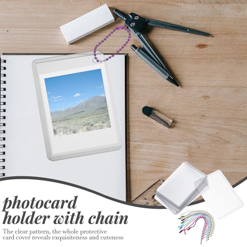TEHAUX 10 Sets Clear Photocard Holder Keychains, 3.8 x 2.7 in Sleeve Size - size: 9.1X6.4X0.1CM