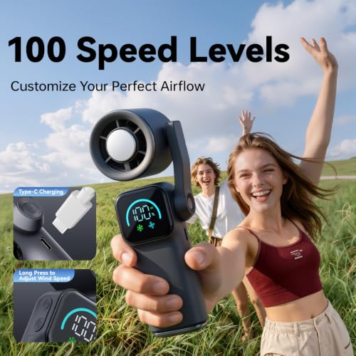 MUXNW Portable Handheld Cooling Fan, Travel Essentials, Gifts for Women - color: Matte Black