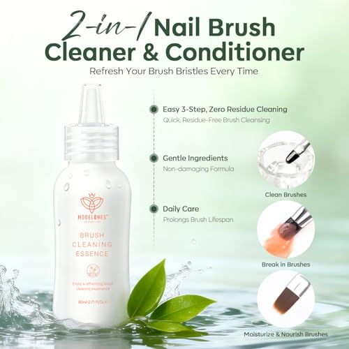 Modelones Nail Art Brush Cleaner & Restorer 2.71 Fl.Oz with nail art brush - color: Clear