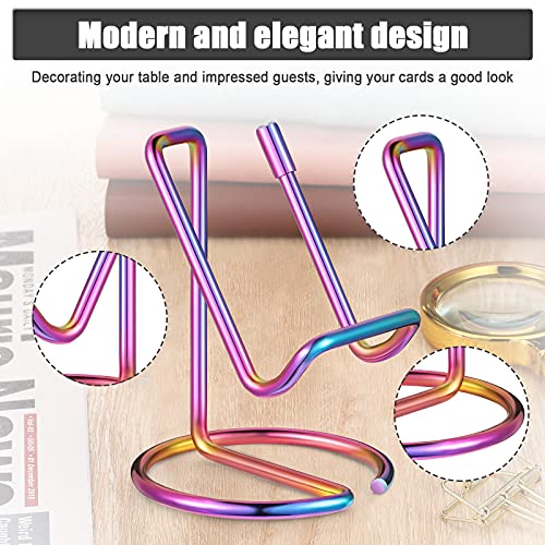 2 Pieces Metal Business Card Holder for Desk Cell Phone Stand