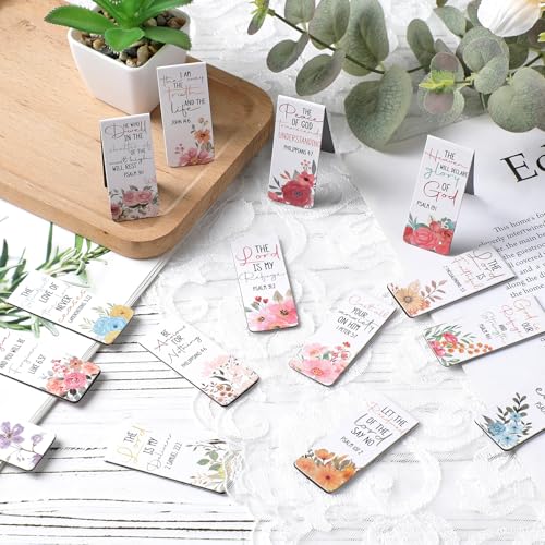 Bible Verse Magnetic Bookmarks - 30 PCs Christian Floral Book Marks for Reading Women Bulk Religious Inspirational Page Markers for Girls Kids Students School Scripture Church Faith Gifts - style: Bible Verse