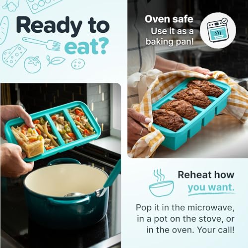 Souper Cubes 1 Cup Silicone Freezer Molds - Soup Cubes Perfect for Freezing Broth, Rice, Leftovers and More - Silicone Freezer Trays with Lids for Meal Prep - Aqua - 4-Pack - color: Aqua, size: 4-Pack