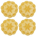 Crochet Doilies, 4Pcs 8 Inch - Handmade Crochet Cotton Coaster, Round Lace Placemats with Floral Patterns for Wedding Party Decoration (Ginger Yellow)