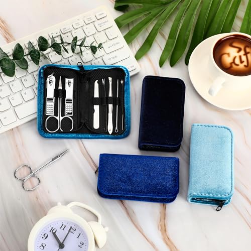 Coume 24 Sets Mini Manicure Kit for Women Men Nail Clippers, Blue Series - color: Blue Series