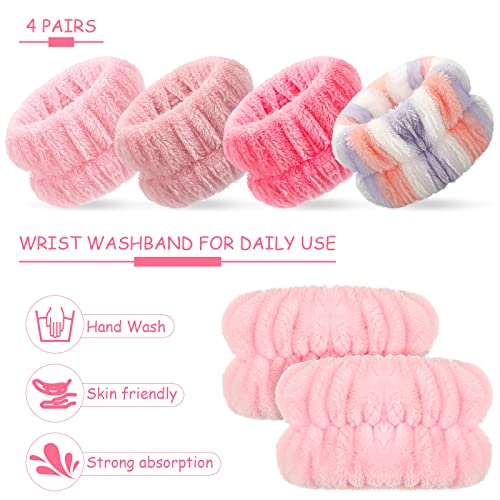 Chuangdi 4 Pairs Wrist Bands for Washing Face Microfiber,Vivid Colors - color: Vivid Colors