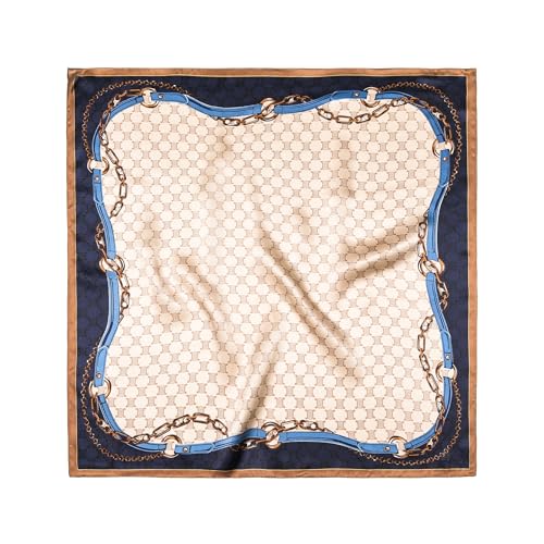 100% Mulberry Silk Scarf - 25.6" Square Neckerchief & Headscarf Gift Packed - color: Brown-2