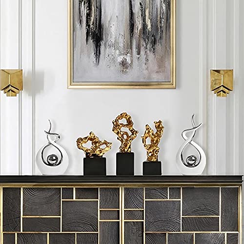Norrclp Home Decor Modern Abstract Art Ceramic Statue Table Decorations - color: White and Silver, size: Small