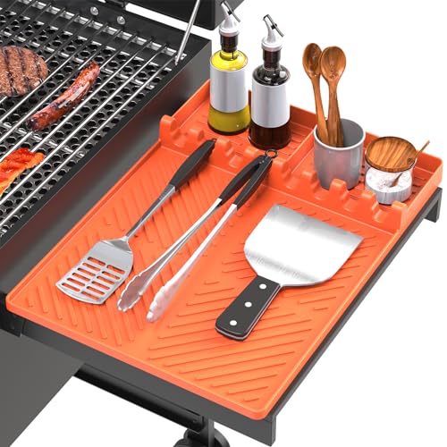 Silicone Grill Mat Compatible with Blackstone, BBQ Griddle Tool - color: Orange