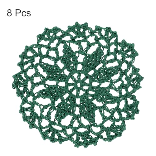 uxcell Fabric Coasters, 8pcs 4" - Cotton Woven Crochet Doilies, Lace Embroidery Cup Mat with Floral Pattern for Wedding Party Decoration (Dark Green) - color: Dark Green