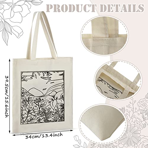 Reginary 4 Pack Canvas Tote Bag, Aesthetic Tote Bag for Women, Artistic - style: Artistic
