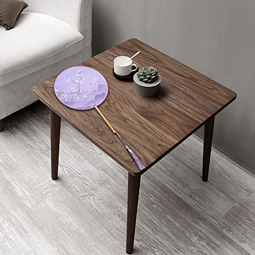 BAOZOON 4 Pcs Silky Translucent Ancient Round Fan Classic Silk Hand Held Fan Floral Pattern Palace Paddle Dance Fan with Tassel Wooden Handle Wedding Favor Gift Home Decor - color: Purple