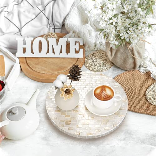Reallnaive Mother of Pearl Lazy Susan, Round, Marble - color: Marble, style: Round