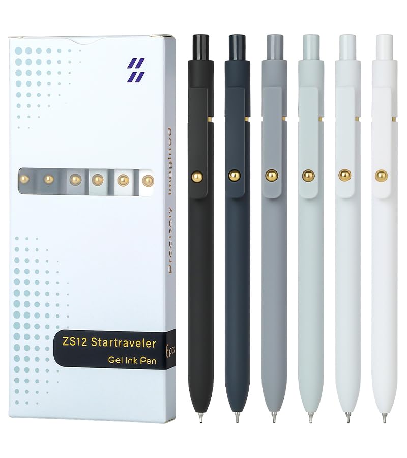 Ddaowanx Gel Pens Set,12 Pcs 0.7mm Retractable Quick Dry Black Ink Pens - color: 12 Pcs Black White Gray