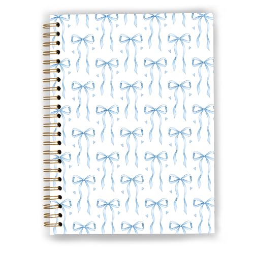 GDJIEGBC Coquette Blue Ribbon Bow Notebook 5.5x8.3in - color: Color-F