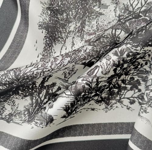JERLA 100% Mulberry Silk Neck Scarf 21"x21" Small Square Scarfs for Women Gift Packed - color: Black Forest