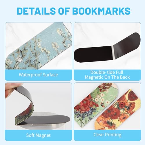 16 PCS Magnetic Bookmarks - Bookmarks for Book Lovers, Bulk Book Marks, Oil Painting Magnetic Bookmark for Women, Men, Kids, Students