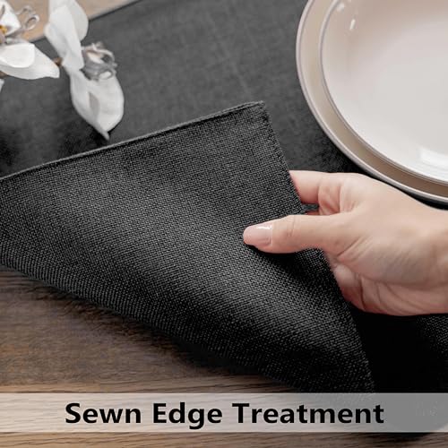 Demetex Black Placemats Set of 4 Stain Resistant Cloth Place Mats Heat Resistant Linen Table Plate Mats for Kitchen Dining Party Gathering, Black - color: Black, size: Placemats set of 4