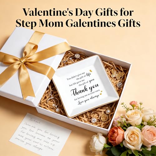Stepmom Gifts Ring Dish Ceramic Jewelry Tray Mother in Law Christmas Gift - color: Step mom
