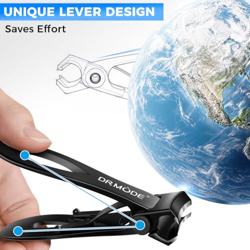 DRMODE Nail Clippers for Men Thick Nails, 16MM Wide Jaw Opening - color: Black, size: 2 Count
