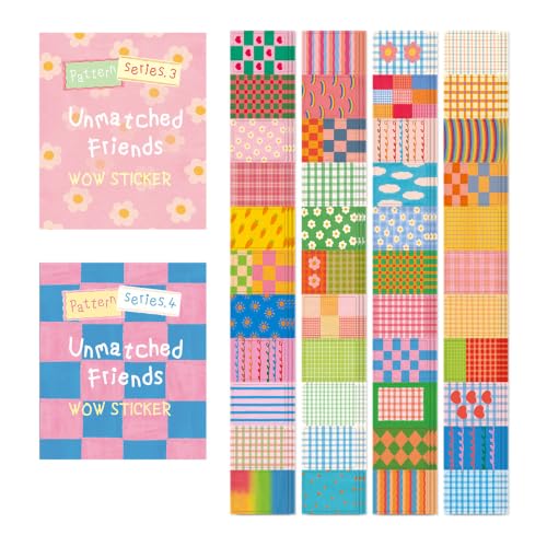 Monolike Wow Sticker Unmatched Friends Pattern Series.3 + Series.4 Set - Mini Size Cute Stickers, Square Stickers - color: Unmatched Friends Pattern Wow Series.3 + Series.4