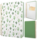 Cute Spiral Notebook Journal A5 6x9 Note Book with Pocket, Cactus - color: Cactus