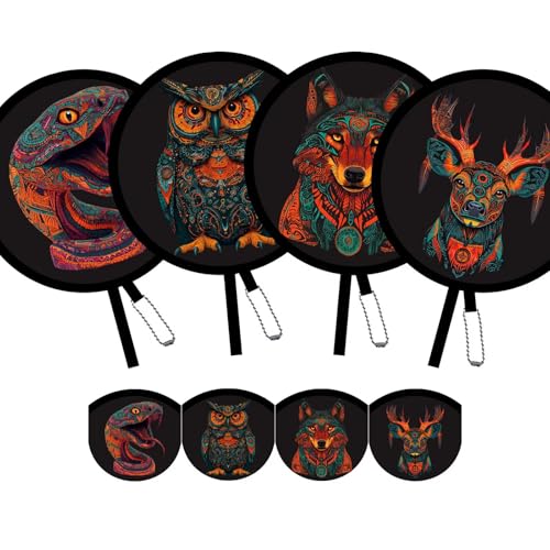 4 Pack Animal Foldable Hand Fans – Pocket-Sized Round Fans for Men & Women, Portable Cooling Fan for Travel, Concerts, Graduation, Indoor & Outdoor Use (Black) - style: Black Animals
