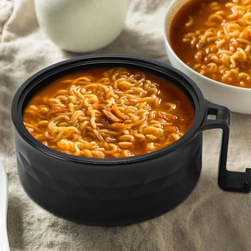 1 Set Microwave Ramen Cooker Bowl with Utensils, Black - color: Black