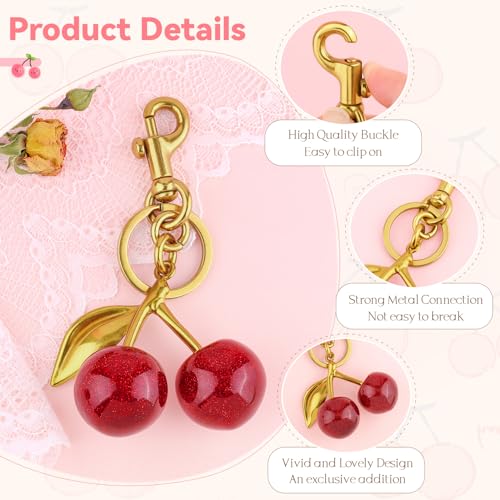 Cherry Bag Charm Cute Cherry Purse Charms Strawberry Keychain Best Gifts - color: A04 2pcs Cherry Charm