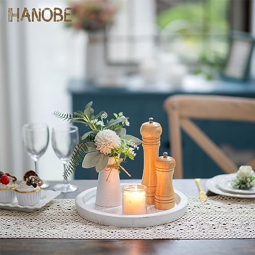 Hanobe Wooden Coffee Table Serving Tray, Farmhouse Candle Holder - color: Rustic White