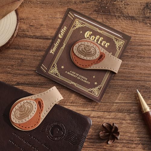 2PCS Vintage Magnetic Leather Bookmark, Leather Magnetic Bookmarks for Women, Magnetic PU Bookmarks Clip Book Accessories - style: Rose&Coffee