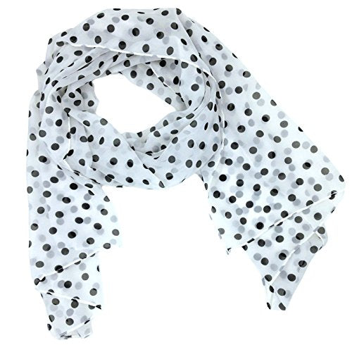 Tapp Collections™ Fashionable Soft Chiffon Scarf - color: Polka Dots / White