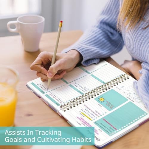 Taja Undated Weekly Planner, To Do List Notebook with Habit Tracker, A5 - color: p.Checkered