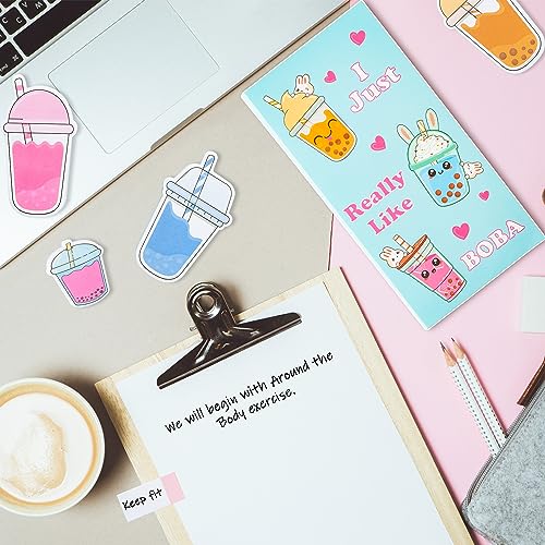 Xqumoi I Just Really Like Boba Sticky Notes Set, 550 Sheets, Cute Bubble Tea Self-Stick Notes Pads Milk Tea Theme Divider Tabs Bundle Writing Memo Pads Back to School Office Supplies Small Gift - color: 1pack-boba Tea