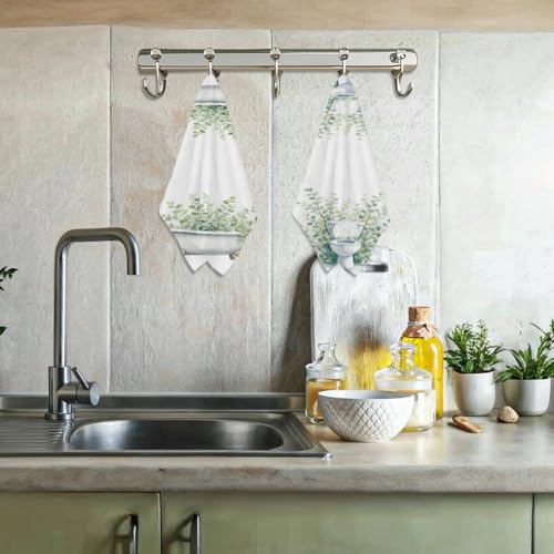 Lovdazzles 2 Pcs Funny Eucalyptus Kitchen Towels Decorative Tea Towel - color: Multi 1601