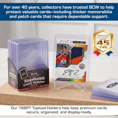 BCW 168 Pt Thick Card Topload Holders for Relic and Patch Cards, 10 Count - color: 168 Pt. / 4.25 Mm