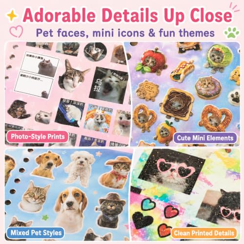 1000+Cat Sticker Book Kawaii Heisei Retro Stickers for Journaling Y2k Cute Scrapbook Stickers - color: Star Cat