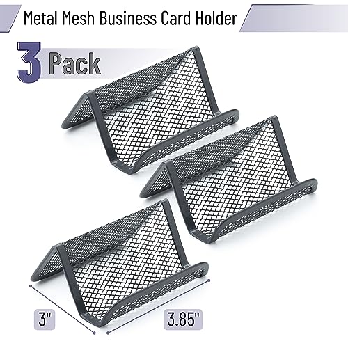 Mr. Pen- Metal Mesh Business Card Holders, 3 Pack, Gray - color: Grey
