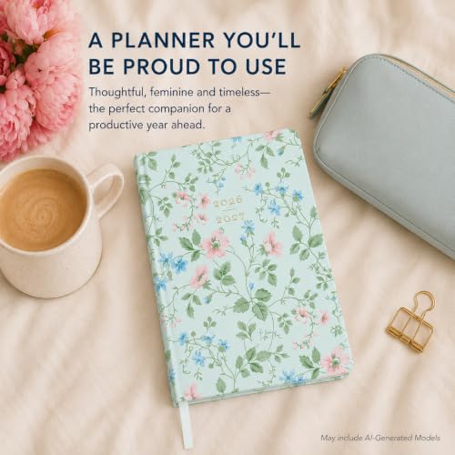 Laura Ashley Academic Planner Hardcover Agenda Jul 2026-Dec 2027, 6"x8" - color: Green