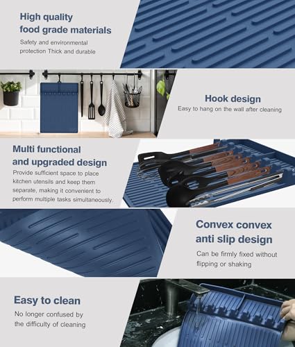 Silicone Grill Mat for Blackstone Griddle Accessories, 8-Slot Tool Mat - color: blue