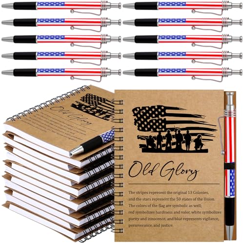 Resurhang 24 Pcs Army Veterans Day Gifts Bulk American Flag Notebook Pens - style: Army Style