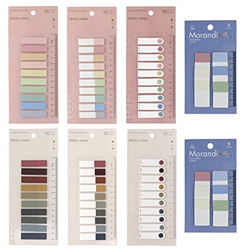 1320pcs Sticky Tabs, Color Writable Morandi Sticky Tabs, Repositionable Translucent Pastel Page Markers Annotation Book Tabs for Annotating Books Aesthetic - style: 8 Pack 1320pcs