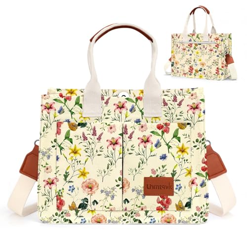 LHMTQVK Canvas Tote Bag for Women, Work & Bible Study Handbag - color: Retro Flower